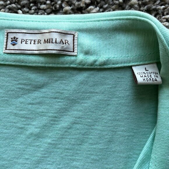 Y2K 2009 Peter Millar Golf Polo, Mint Green Mens Medium Breathable Polo - Picture 3 of 6